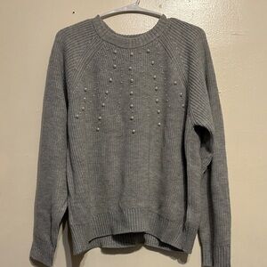 French Connection Gray Sweater with Pearl Details Size L ( NWOT)